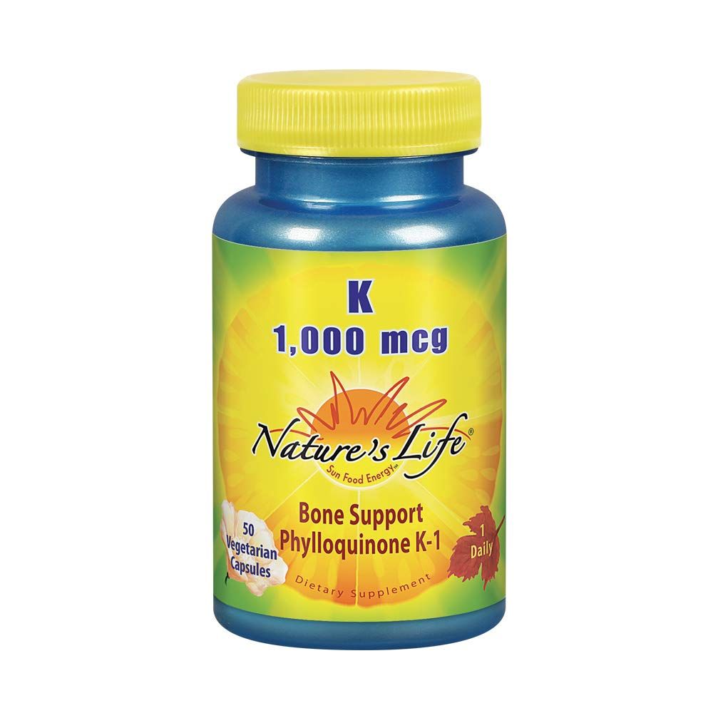 Nature&#39;s Life Vitamin K 1000mcg | Phylloquinone K-1 Supplement, Healthy Bones &amp; Cardiovascular Support | 50CT