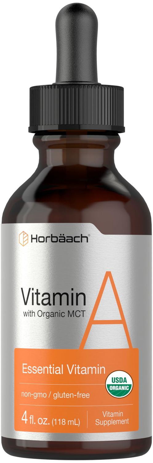 Horbach Vitamin A Liquid | 4 fl oz | Supplement with Organic Fractionated Coconut Oil | Non-GMO, Gluten Free