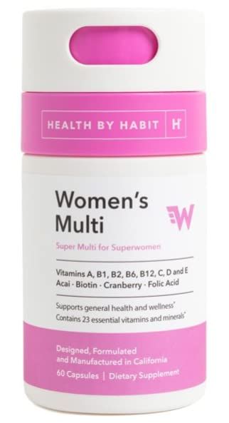 HHX HH Health by Habit Womens Multivitamin Capsules. Vitamins A, B1, B2, B6, B12, C, D and E. Formulated with Acai, Biotin, Cranberry, and Folic Acid. 60 Capsules. (1 Pack)