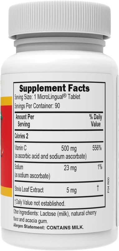 Superior Source Vitamin C 500 mg MicroLignual Tablets - Buffered VIT C Sour Cherry Melts - Immune System Booster, Energy Vitamins - 90 Count