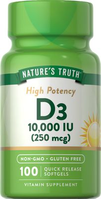 Nature&#39;s Truth Vitamin D3 10000 IU Softgels | 100 Count | High Potency Formula | Non-GMO and Gluten Free Supplement