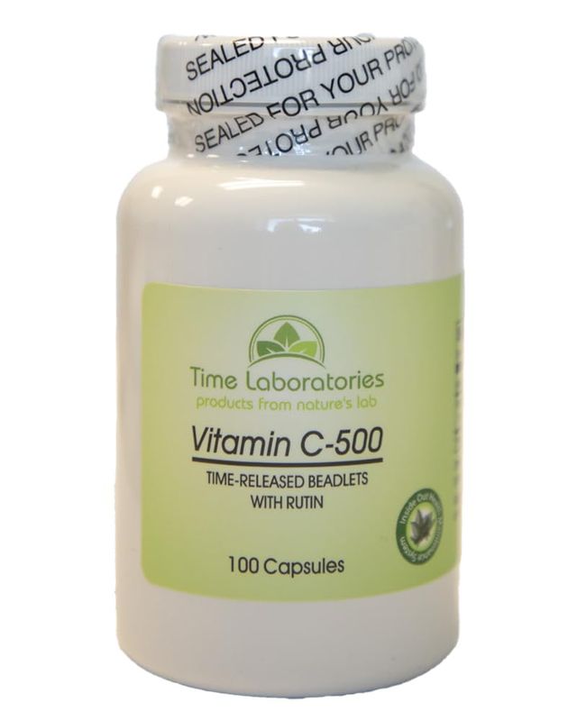 Vitamin C Time Released with Rutin 500 mg Capsules (100) by Time Laboratories