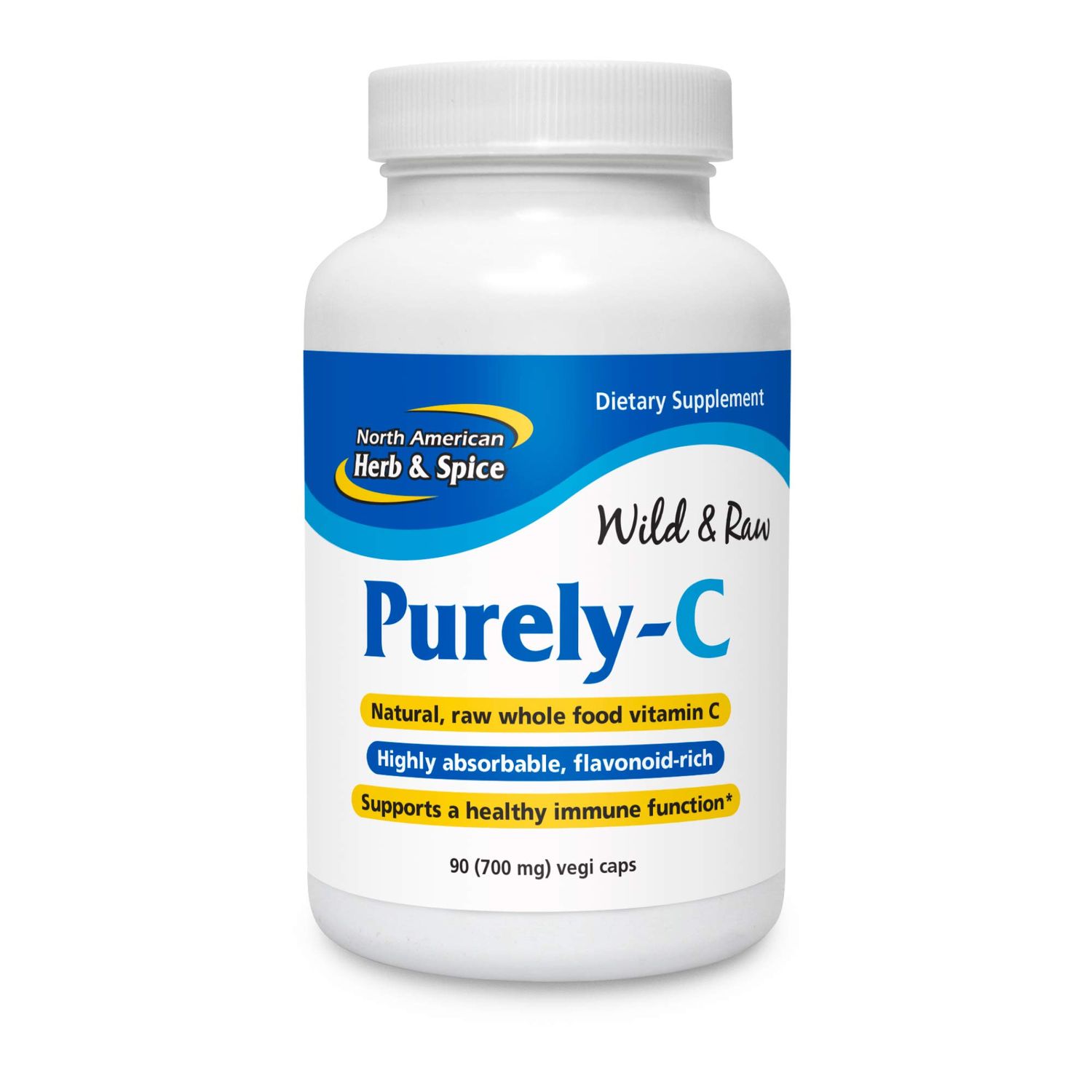 NORTH AMERICAN HERB &amp; SPICE Purely-C - 90 Capsules - Healthy Immune Function - Camu Camu Berries, Wild Berries, Rose HIPS - Non-GMO - 30 Total Servings