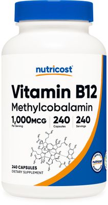Nutricost Vitamin B12 (Methylcobalamin) 1000mcg, 240 Capsules - Vegetarian, Non-GMO &amp; Gluten Free B12 Supplement