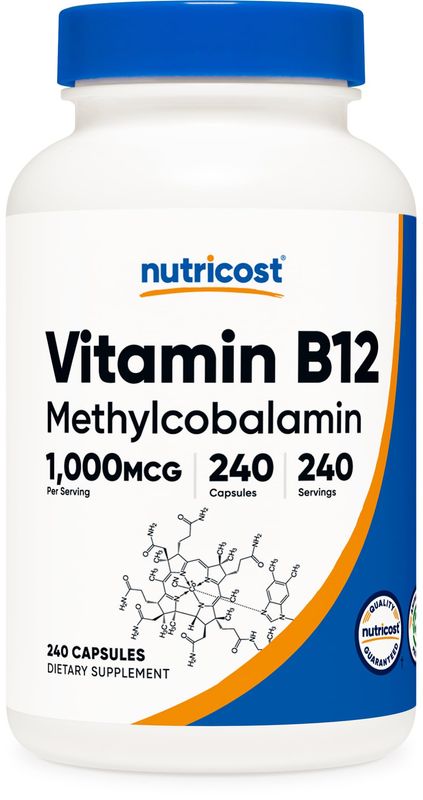 Nutricost Vitamin B12 (Methylcobalamin) 1000mcg, 240 Capsules - Vegetarian, Non-GMO &amp; Gluten Free B12 Supplement