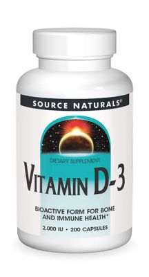 Source Naturals Vitamin D-3, Bioactive Form for Bone &amp; Immune Health*, 2000 IU - 200 Capsules