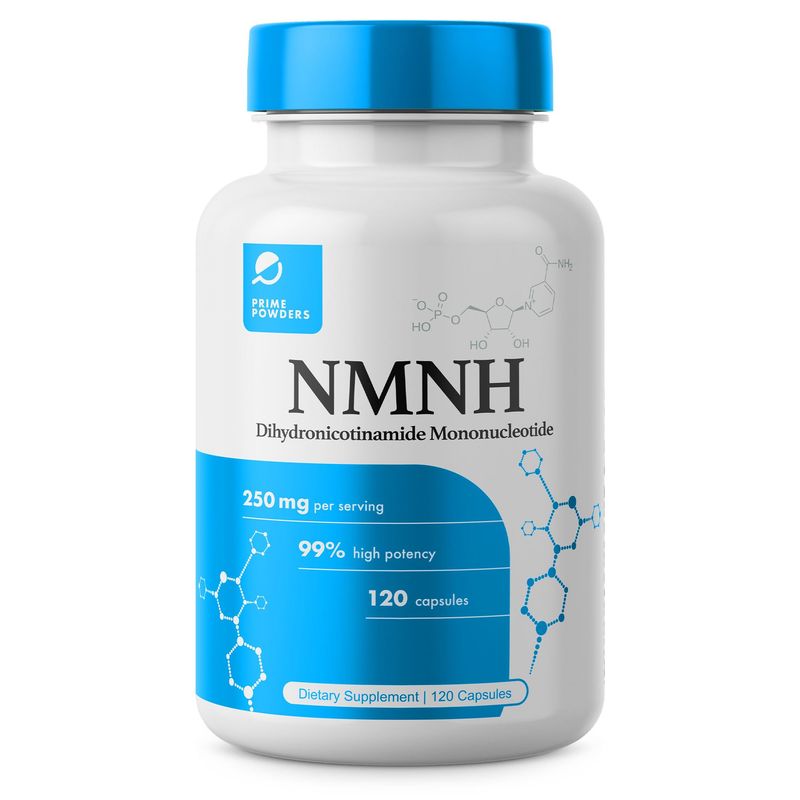 Prime Powders NMNH: Dihydronicotinamide Mononucleotide (120 Capsules) NAD+ Support NR NAD Supplement