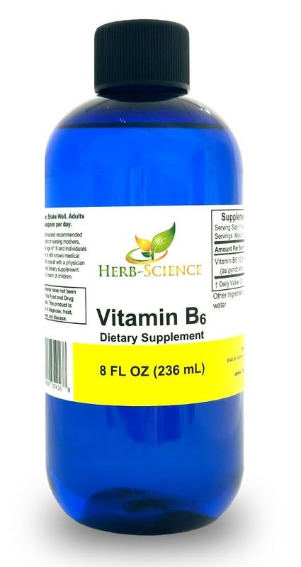 Herb-Science Liquid Vitamin B6 Drops - Pyridoxine Extract Dietary Supplement to Support Brain Function, Immunity, Nervous System, Heart Health, Metabolism - 500% DV, 192 Servings per Bottle - 8 fl. oz