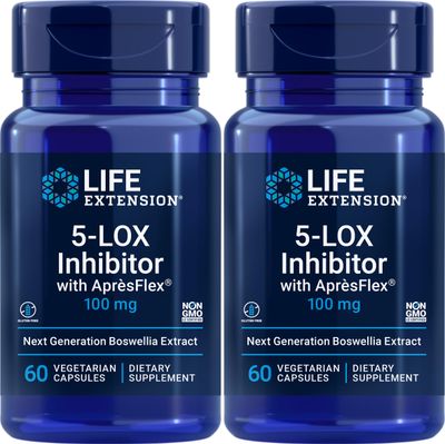 Life Extension 5-LOX Inhibitor with ApresFlex, 100 Milligram, 60 Vegetarian Capsules (Pack of 2)