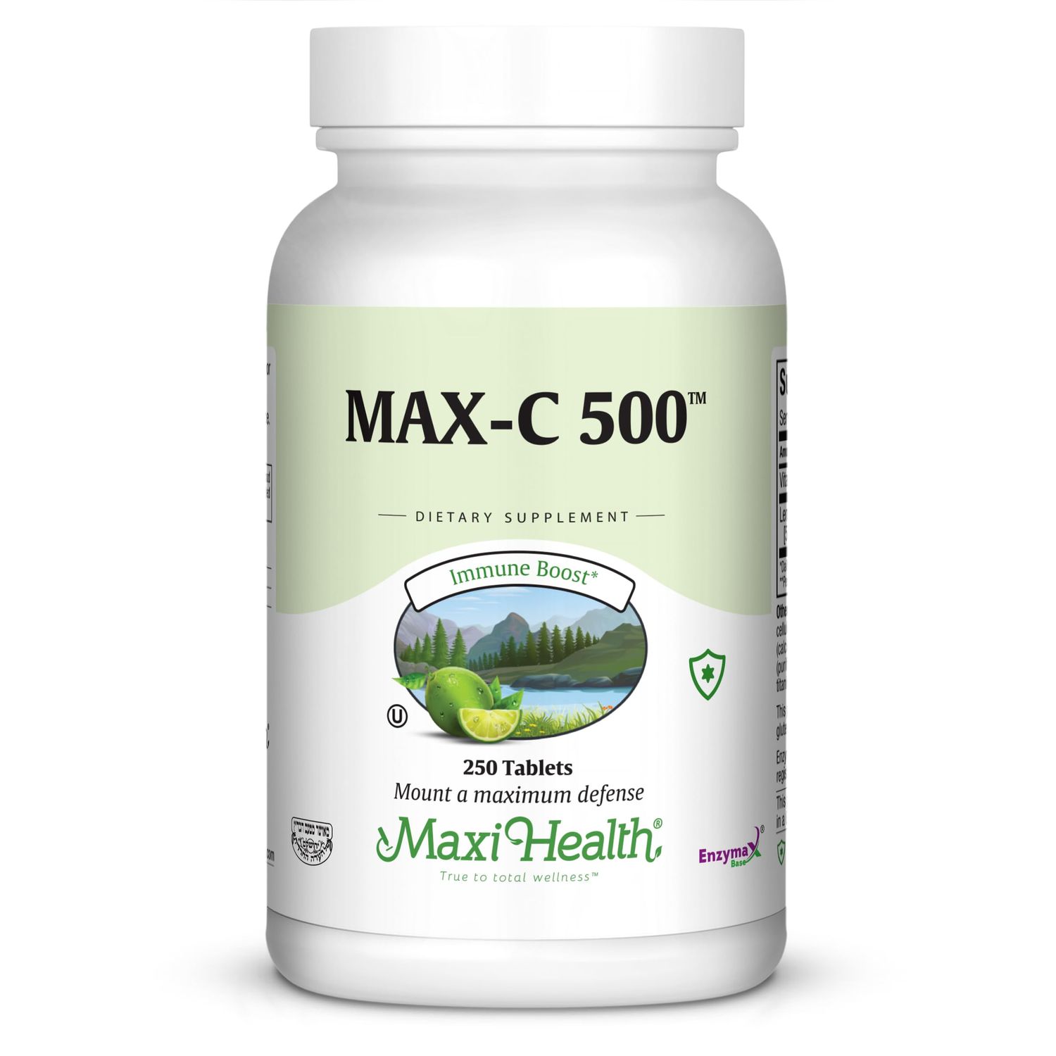 Maxi Health MAX C 500 mg - Vitamin C - with Lemon Bioflavonoids Complex - 250 Tablets