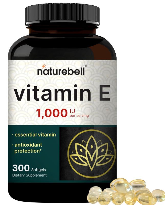NatureBell Vitamin E Oil Softgels, 1,000 IU Per Serving, 300 Pills | Essential Antioxidant Supplements, Easily Absorbed Form - Supports Skin, Heart, &amp; Immune Health - Non-GMO