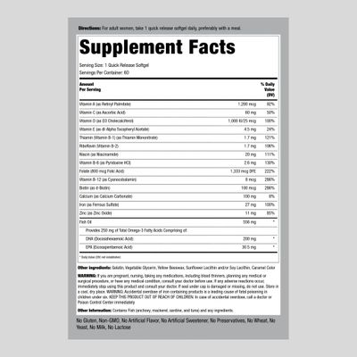 Piping Rock Prenatal Vitamins for Women | 60 Softgels | with DHA and Iron | Multivitamin Supplement | Non-GMO, Gluten Free