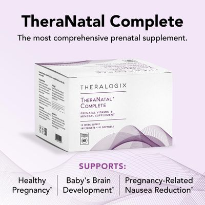Theralogix TheraNatal Complete Prenatal Vitamin Supplement - 91-Day Supply - with DHA, Vitamin D3, Folate, Iodine, Choline, Iron, Vitamin B6 & More - NSF Certified - 182 Tablets & 91 Softgels