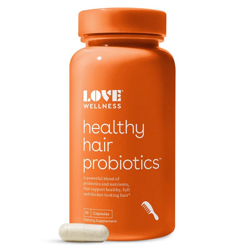 Love Wellness Healthy Hair Probiotics | Support Hair Growth with Biotin and Vitamin B12 &amp; B6 | Supplement for Healthy Scalp &amp; Thicker, Fuller Looking Hair | Safe &amp; Effective | 30 Capsules