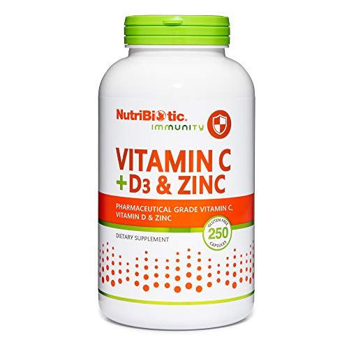 NutriBiotic - Vitamin C + Vitamin D3 &amp; Zinc, 250 Capsules | Potent, Comprehensive Immune Support | Essential &amp; Antioxidant Daily Supplement | Gluten &amp; GMO Free