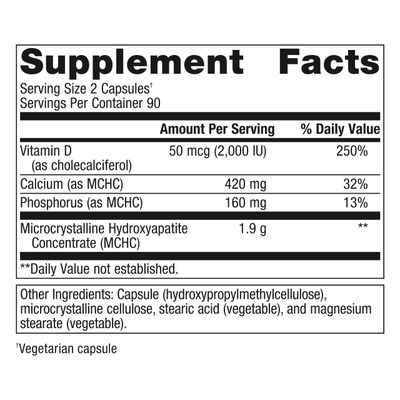 Metagenics Bone Builder Plus - MCHC Supplement - High-Absorption - 2000 IU Vitamin D - with Calcium & Phosphorus - Non-GMO & Gluten-Free - 180 Capsules