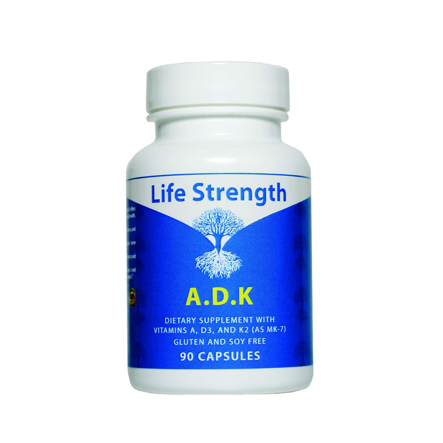 LifeStrength ADK 90 CT Physician Formulated Vitamins A1, D3 &amp; K2 (as MK7) Bone, Heart &amp; Immune System Support Gluten Free, Soy Free, Non-GMO (90 Count Pack of 1)