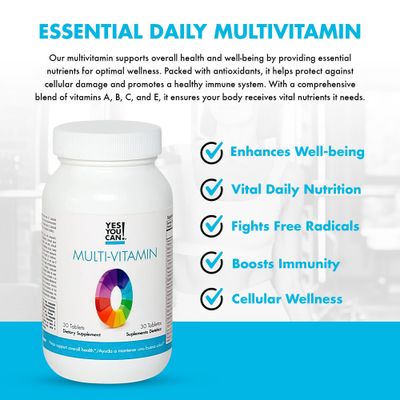 Yes You Can! Daily Multivitamins for Men and Women - Helps Assist Overall Health &amp; Well-Being, Contains Antioxidants, Rich in Vitamin A, B, C &amp; E - Daily Vitamins - 30 Tablets - 1 Pack