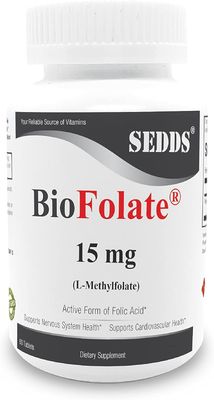 SEDDS BioFolate (L-Methylfolate) 15mg | 60 Tablets | Value Size | Bioavailable Form of Folic Acid | Optimized and Activated | Non-GMO, Gluten Free, Made in USA | Methyl Folate, 5-MTHF