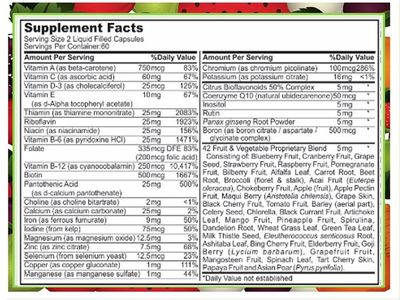 SJJ DEPOT 120 Multivitamin Fruit and Vegetable Liquid Capsules, Loaded Multivitamins, Supplements, Multiple Vitamin has Joint Heart Brain Antioxidants, Daily Women Men Senior Adult Multi Vitamins
