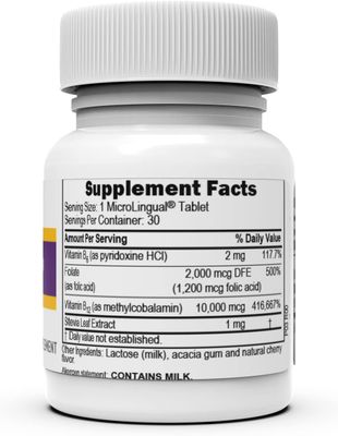 Superior Source No Shot Vitamin B12 Methylcobalamin (10000 mcg), B6, Folic Acid, Quick Dissolve MicroLingual Tablets, 30 Ct, Increase Energy, Healthy Heart, Boost Metabolism, Stress Support, Non-GMO
