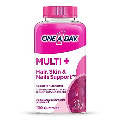 ONE A DAY Multi+ Hair, Skin &amp; Nails, Multivitamin + Boost of Support for Healthy Hair, Skin &amp; Nails with Biotin and Vitamins A, C, E &amp; Zinc ,Gummy 120 Count (2 Month Supply)