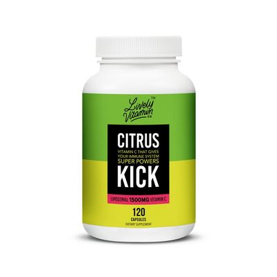 LIVELY VITAMIN CO. Citrus Kick - Liposomal Vitamin C - Sunflower Lecithin - Immune Function - Highly Absorbable - Collagen Synthesis - Eye Health Immunity - Gluten Dairy Soy Free - 120 Capsules