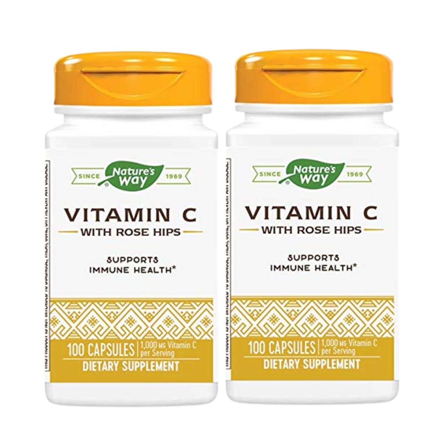 Nature&#39;s Way Vitamin C with Rose HIPS, Powerful Antioxidant &amp; Immune Function Support from Vitamin C*, Promotes Collagen for Healthy Skin*, 1,000 mg Vitamin C per 2-Capsule Serving, 100 Capsules