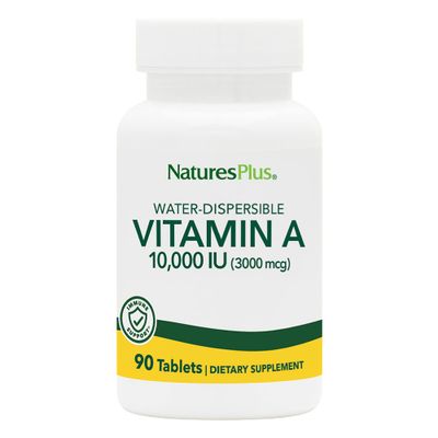 NaturesPlus Vitamin A (Palmitate) - 10,000 iu - Healthy Skin, Eyes, Vision &amp; Immune System - Water Soluble for Maximum Absorption - 90 Vegetarian Tablets (90 Servings)