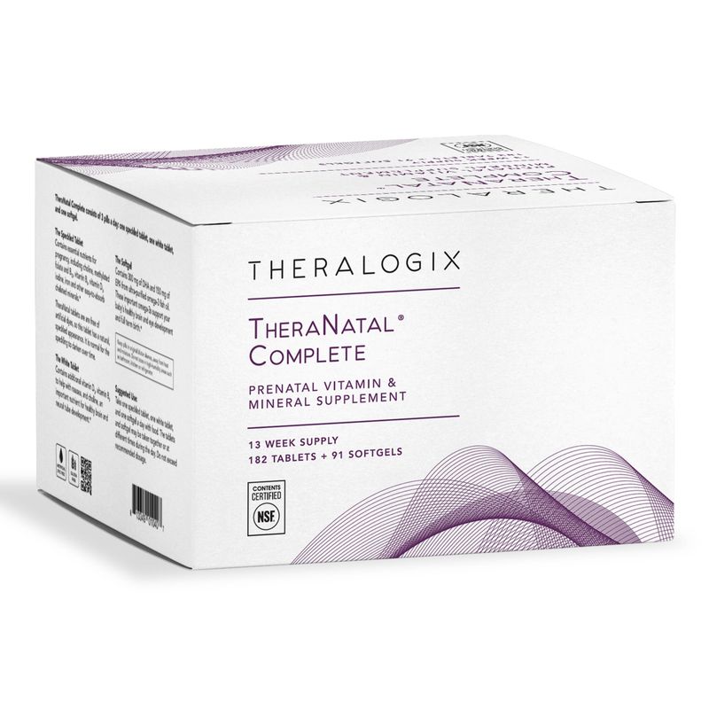 Theralogix TheraNatal Complete Prenatal Vitamin Supplement - 91-Day Supply - with DHA, Vitamin D3, Folate, Iodine, Choline, Iron, Vitamin B6 &amp; More - NSF Certified - 182 Tablets &amp; 91 Softgels