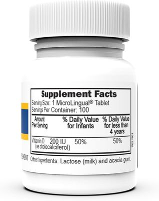 Superior Source Baby Vitamin D3 200 IU, Quick Dissolve Tablets, 100 Count, Promotes Strong Bones and Teeth, Immune Support, Healthy Muscle Function, Non-GMO