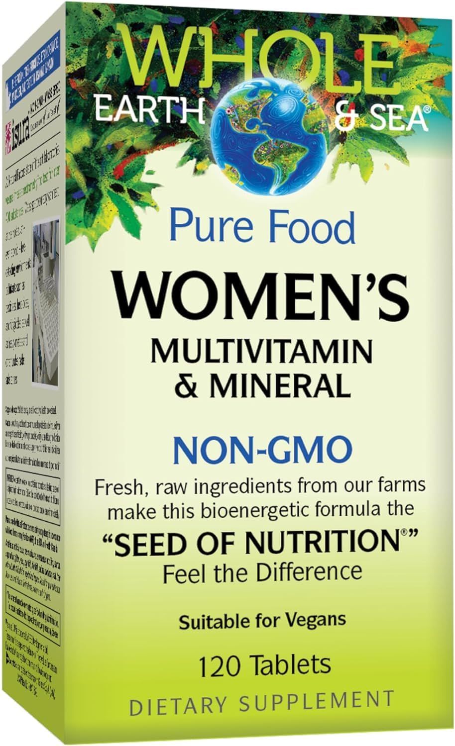 Natural Factors Whole Earth &amp; Sea Women&#39;s Multivitamin &amp; Mineral, Whole Food Supplement, Vegan, 120 Tablets