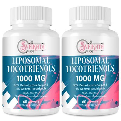 Sveikata Liposomal Tocotrienols Supplement 1000mg, Vitamin E, Advanced Formula with 95% Delta-tocotrienols, 5% Gamma-tocotrienols - 60 Softgels 2 Bottle
