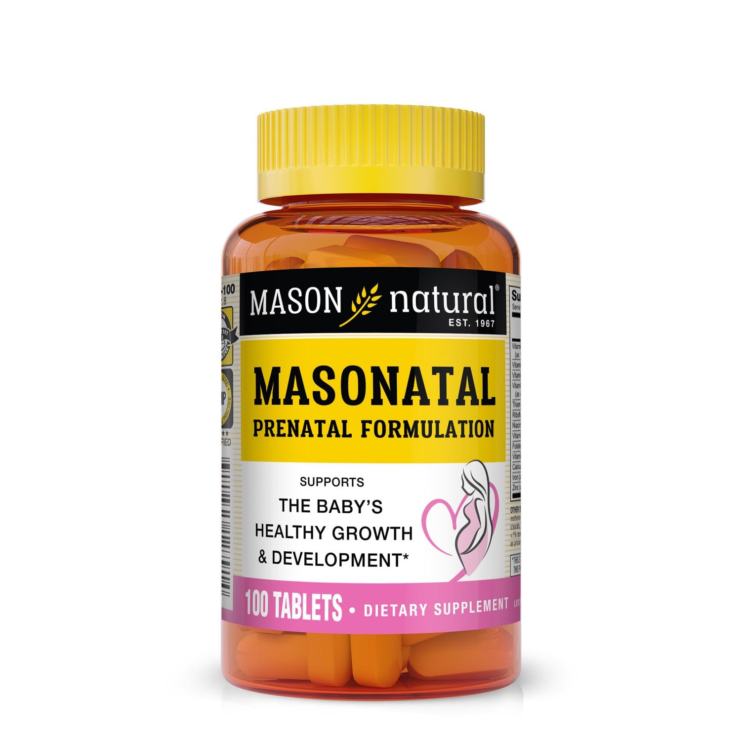 MASON NATURAL Masonatal Prenatal Formulation - Prenatal &amp; Postnatal MultiVitamin for Women to Support Baby Development, 100 Tablets