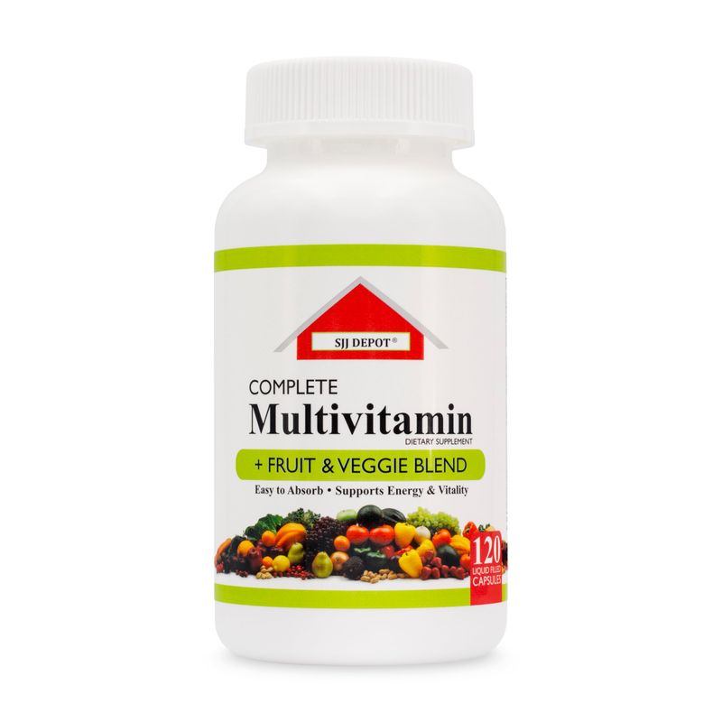 SJJ DEPOT 120 Multivitamin Fruit and Vegetable Liquid Capsules, Loaded Multivitamins, Supplements, Multiple Vitamin has Joint Heart Brain Antioxidants, Daily Women Men Senior Adult Multi Vitamins