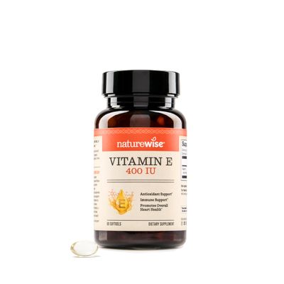 NatureWise Vitamin E 400 IU Softgels (180mg DL-Alpha) - Dairy, Gluten, and Soy Free, Non-GMO Antioxidant Dietary Supplement for Skin, Heart, Eye, and Immune Health Support - 60 Day Supply, 60 Count