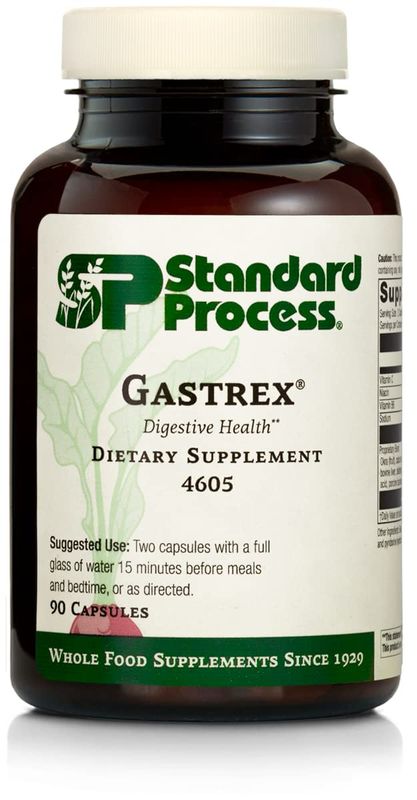 Standard Process Gastrex - Whole Food Digestion and Digestive Health with Oat Straw, Choline Bitartrate, Calcium Lactate, Anise Seeds, Spanish Moss, Ascorbic Acid, Wheat Germ - 90 Capsules