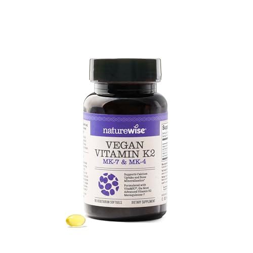 NatureWise Vitamin K2 MK-7 100mcg and MK-4 500mcg - Enhanced Bioavailability Formula - K2 Vitamin Supplement for Bone Health + Heart Health - Vegan, Gluten Free, Non-GMO - 90 Softgels[3-Month Supply]