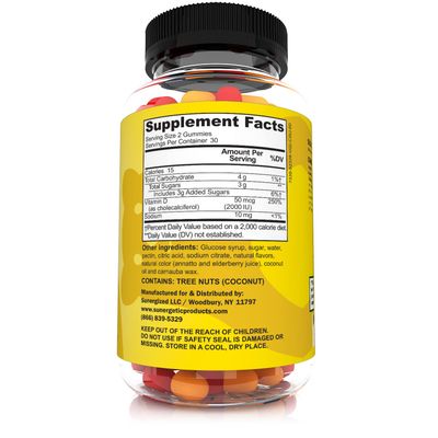 Premium Vitamin D3 Gummies - Powerful Vitamin D Gummies to Support Healthy Bones, Mood & Immune System - 2000 IU of Vitamin D3 per Serving - 60 D3 Gummies