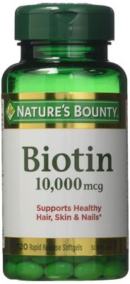 Nature&#39;s Bounty Biotin 10,000 mcg, Rapid Release Softgels 120 ea (Pack of 5)