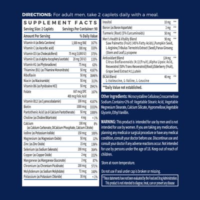 Vitamin World Ultra 360 Multivitamin for Men, Men's Multivitamin with Herbs & Antioxidants for Energy & Performance, Supplement with Vitamin A, C, D, E, B12 & Zinc for Immune Support, 180 Caplets