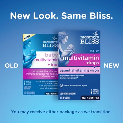 Mommy's Bliss Baby Multivitamin + Iron, Daily Essential Vitamins for Immune Support, Healthy Growth &amp; Bone Development*, Age 2 Months+, 30 ml, Liquid