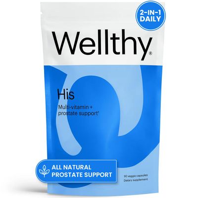 Wellthy His Daily Natural Multivitamin for Men, Premium Prostate Support Supplement, Support Hair Growth (30 Day)