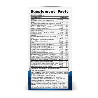 Nordic Naturals Womens Multivitamin One Daily - Skin, Hair, Energy, &amp; Bone Support - Immunity Supplement - 20 Essential Nutrients - 30 Tablets - 30 Servings