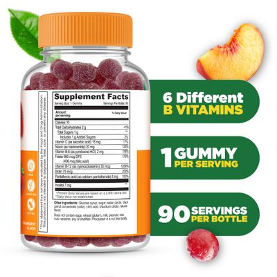 Lifeable Vitamin B Complex Gummies for Adults | with Vitamin C | Great Tasting Vitamin B Gummies | for Energy and Nerve System | Vegan B Complex Vitamins for Women, Men | 90 Gummies