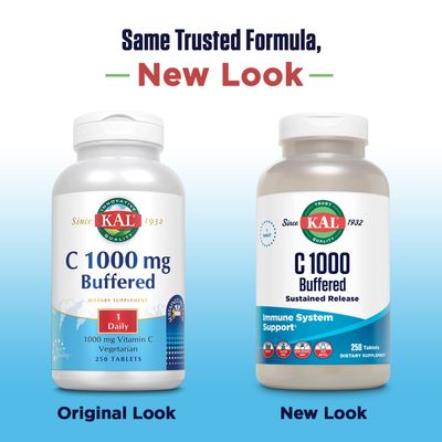 KAL C-1000 Buffered Sustained Release Tablets, 1000 mg, 250 Count
