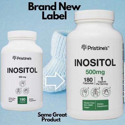 PRISTINE'S Myo Inositol PCOS Supplement Capsules - 500mg 180 Day Supply - Healthy Hormonal, Ovarian & Fertility Support Supplements - Vegan, Gluten Free, Non GMO