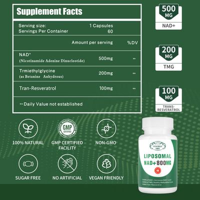 VITACRLLYNMN NAD+ Supplement Liposomal NAD+ Plus 800MG Nicotinamide Riboside Alternative for Cell Energy, Healthy Aging and Muscle Repair 180 Capsules (Pack of 3)