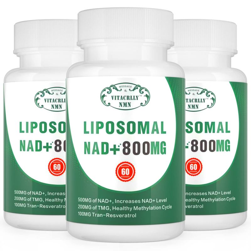 VITACRLLYNMN NAD+ Supplement Liposomal NAD+ Plus 800MG Nicotinamide Riboside Alternative for Cell Energy, Healthy Aging and Muscle Repair 180 Capsules (Pack of 3)