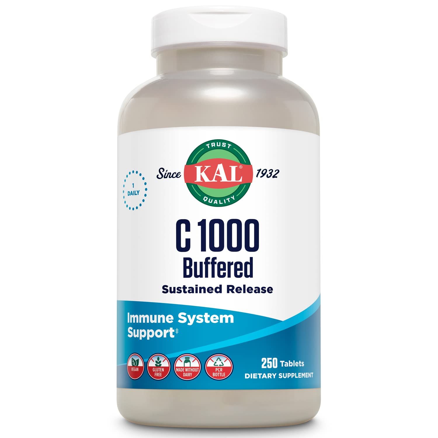 KAL C-1000 Buffered Sustained Release Tablets, 1000 mg, 250 Count